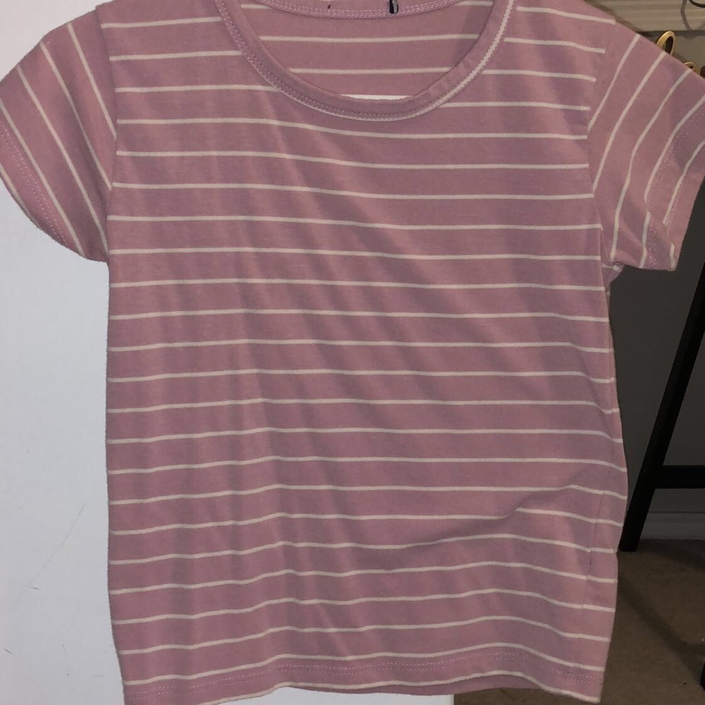 pink and white striped top